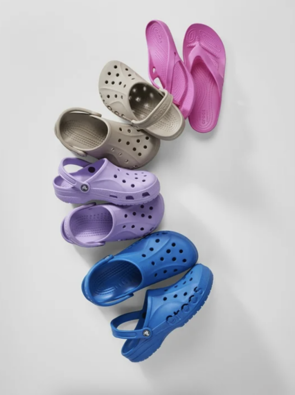 A selection of Crocs in multiple colors