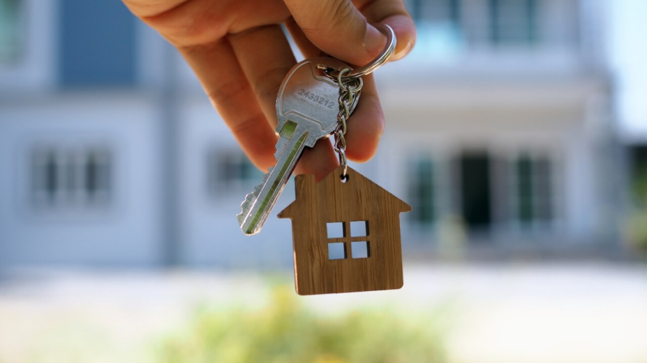 House keys on house key chain