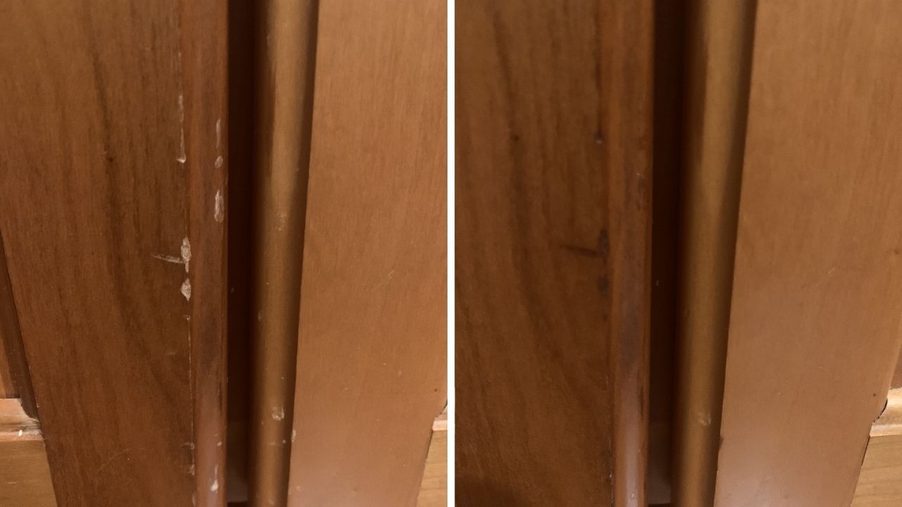 scratched wood panels side by side