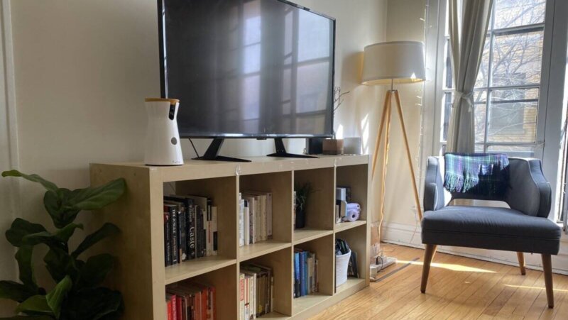 TV and stand in living room