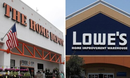 Home Depot and Lowe's storefronts side-by-side