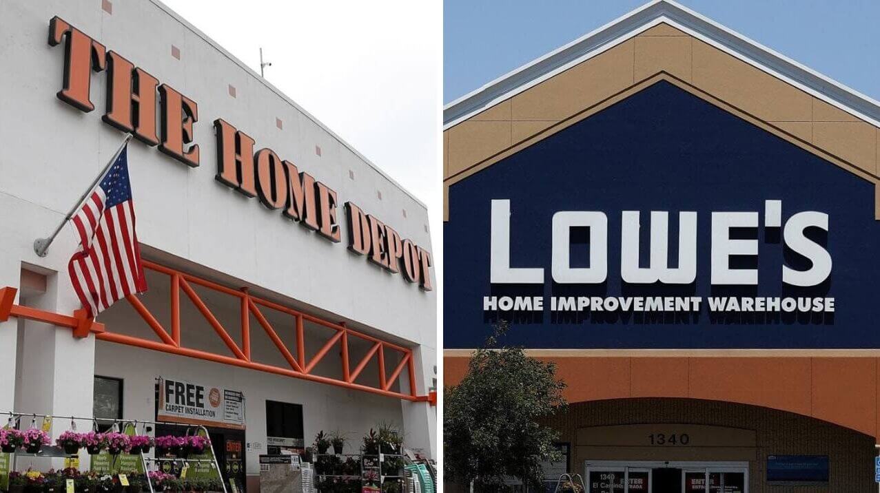 Home Depot and Lowe's storefronts side-by-side